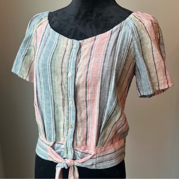 NWT DREW Pastel Rainbow Crop Blouse - Size Small - Picture 1 of 16